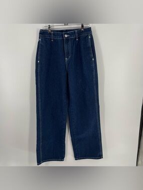 Dazy Dark Wash K Pop Streetwear High Waist Straight Leg Pockets Denim Jeans